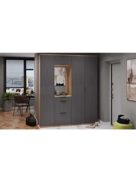 Прихожая с зеркалом Дуб Крафт золотой 190х43х226