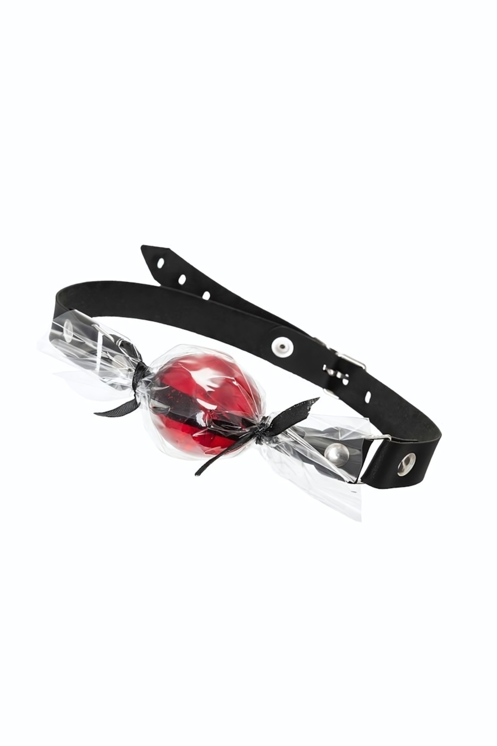 Красный кляп-леденец на кожаных ремешках (Цвет: красный)