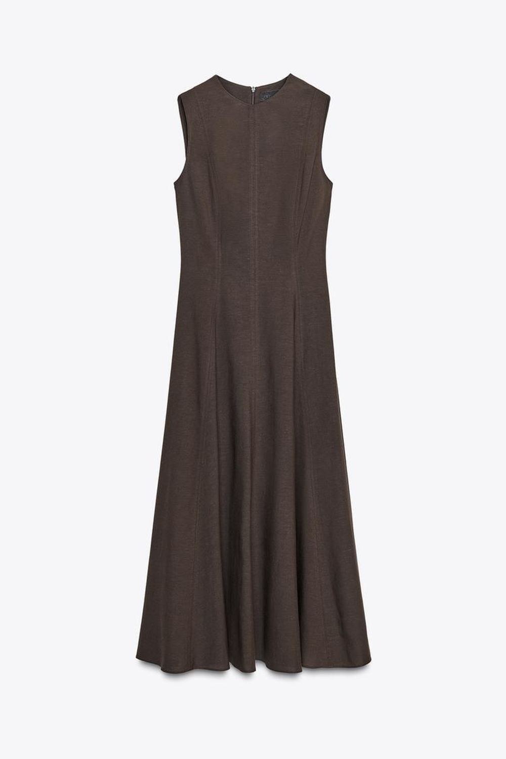 ZARA ПЛАТЬЕ МИДИ В ГОРОШЕК — ZW COLLECTION, КОРИЧНЕВЫЙ