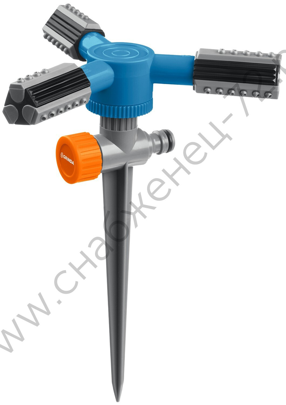 GRINDA RR-P, 75 м, 2 полив, 3 сопла, на пике, ударопрочный пластик, круговой распылитель, PROLine (40341)