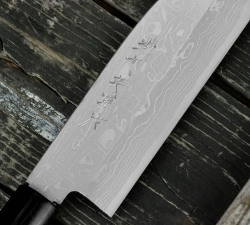 Mistrz Hideo Kitaoka Нож Сирогами Сатин Дамаск 12см Камагата Усуба