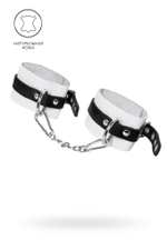 Бело-черные мягкие оковы с одним ремешком и люверсами
