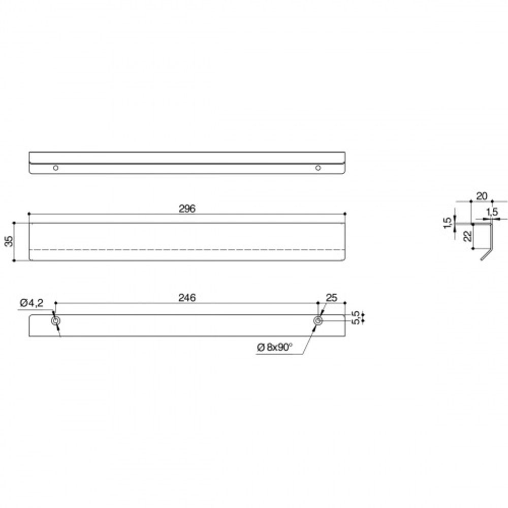 Ручка-профиль накладная L.296мм, отделка черный бархат (матовый)