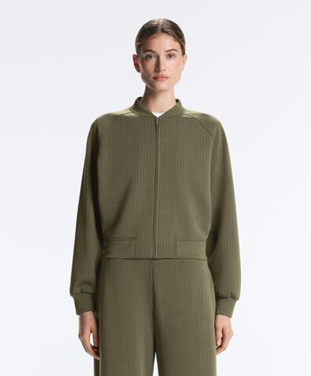 Oysho Куртка-бомбер в полоску, хаки