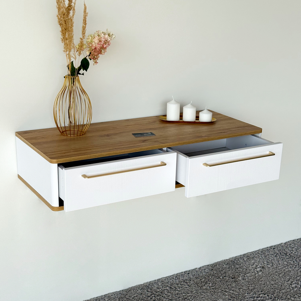 Подвесной туалетный столик консоль Royal 5210 эко (Дуб Кантри-р.золото)