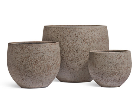 Кашпо TREEZ ERGO - Hard Rock - Сферическая чаша - Песок серый беж