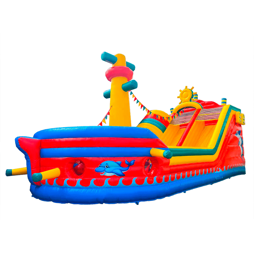 Большой надувной батут-горка «Корабль флибустьеров 2» 12*6*6 м