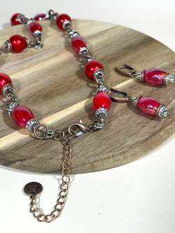 Комплект колье и серьги муранское стекло