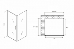 Душевой уголок Abber Sonnenstrand 80x100 AG04080B-S100B профиль Черный стекло прозрачное