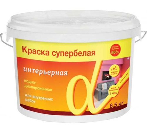 Краска В/Д 6,5кг интерьерная супербел Альфа