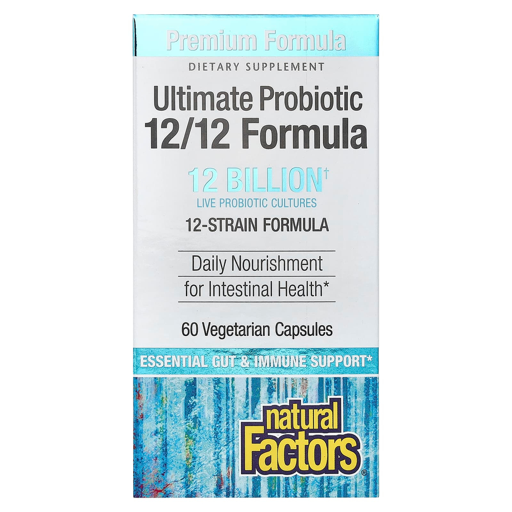Natural Factors, Ultimate Probiotic, формула 12/12, 12 млрд, 60 вегетарианских капсул