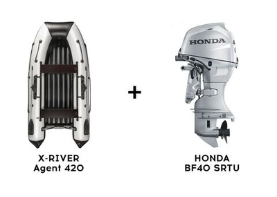 Лодка ПВХ X-RIVER Agent 420 + 4х-тактный лодочный мотор HONDA BF40 SRTU