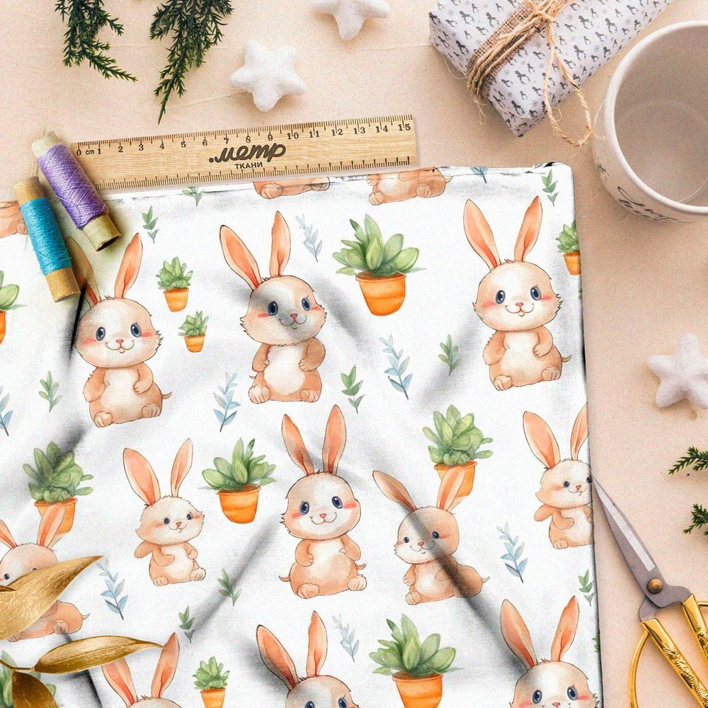 Ткань премиум флис забавные зайки