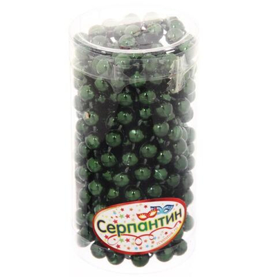 Бусы на елку 2,7м "Шарик" d-6мм, изумруд (pvc коробка) (Серпантин)