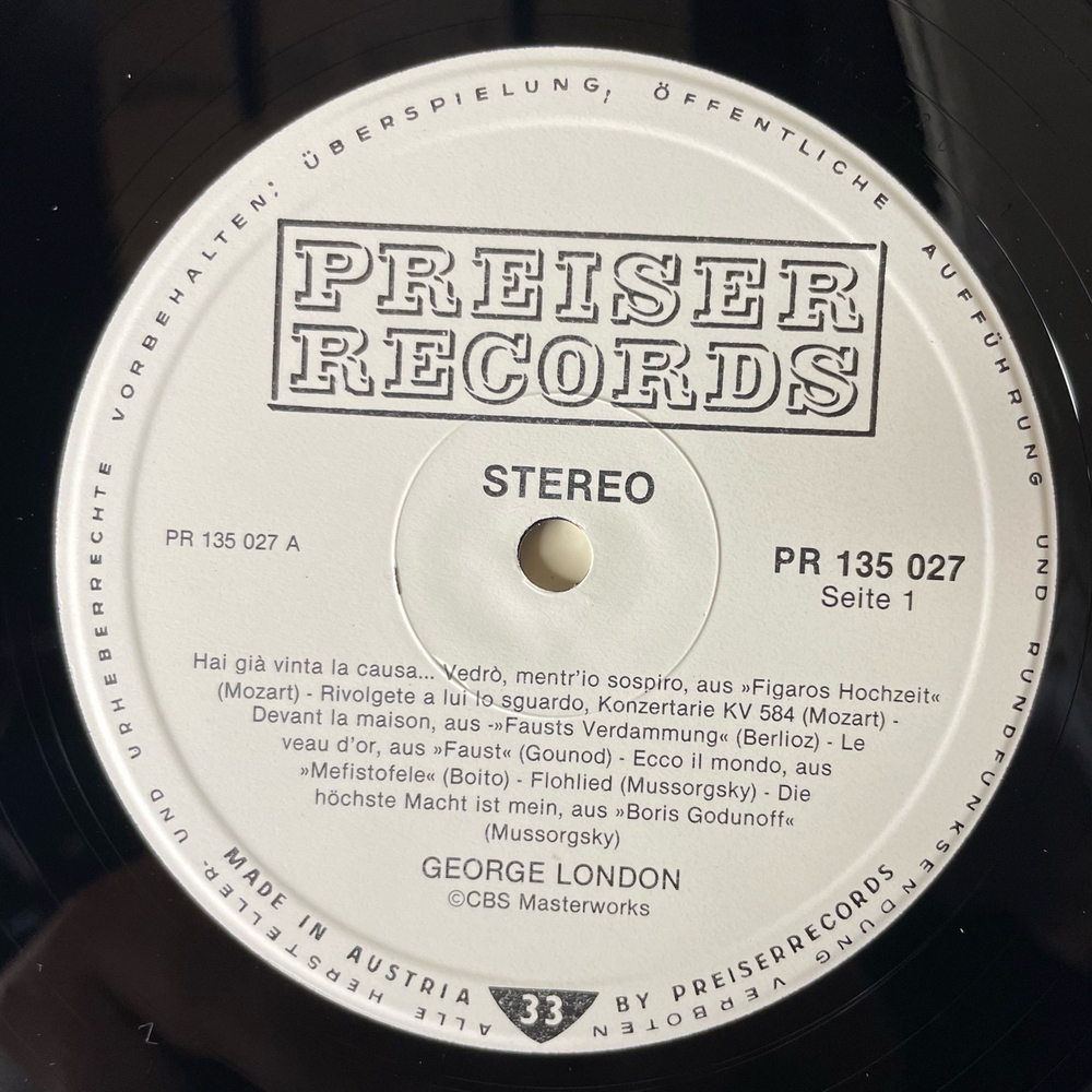 Винтажная виниловая пластинка LP George London (Австрия 1971)