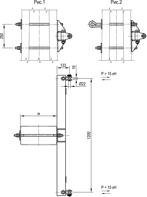 Траверса для крепления двух консолей на металлической стойке на закладных