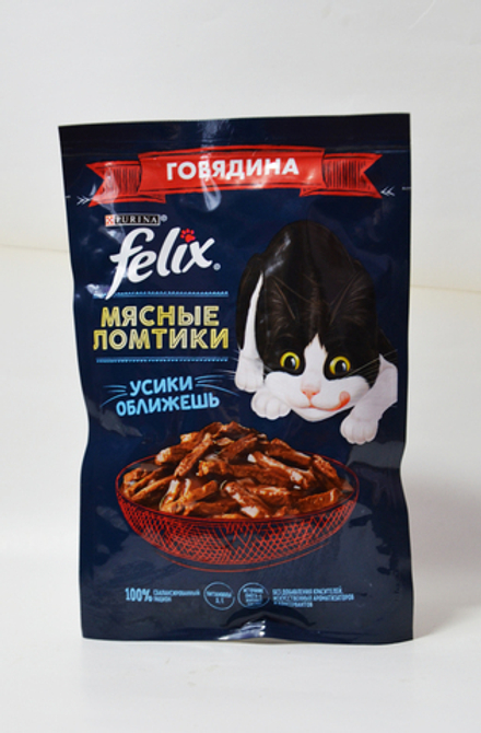 Влажный корм Felix Мясные Ломтики с говядиной, 85 г