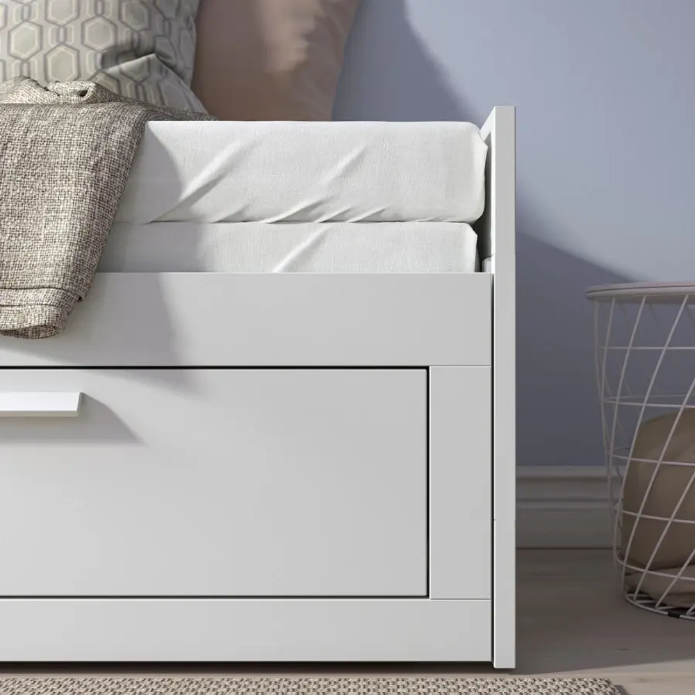 Кушетка с 2 ящиками - IKEA BRIMNES/БРИМНЕС ИКЕА, 57х205х86 см, белый