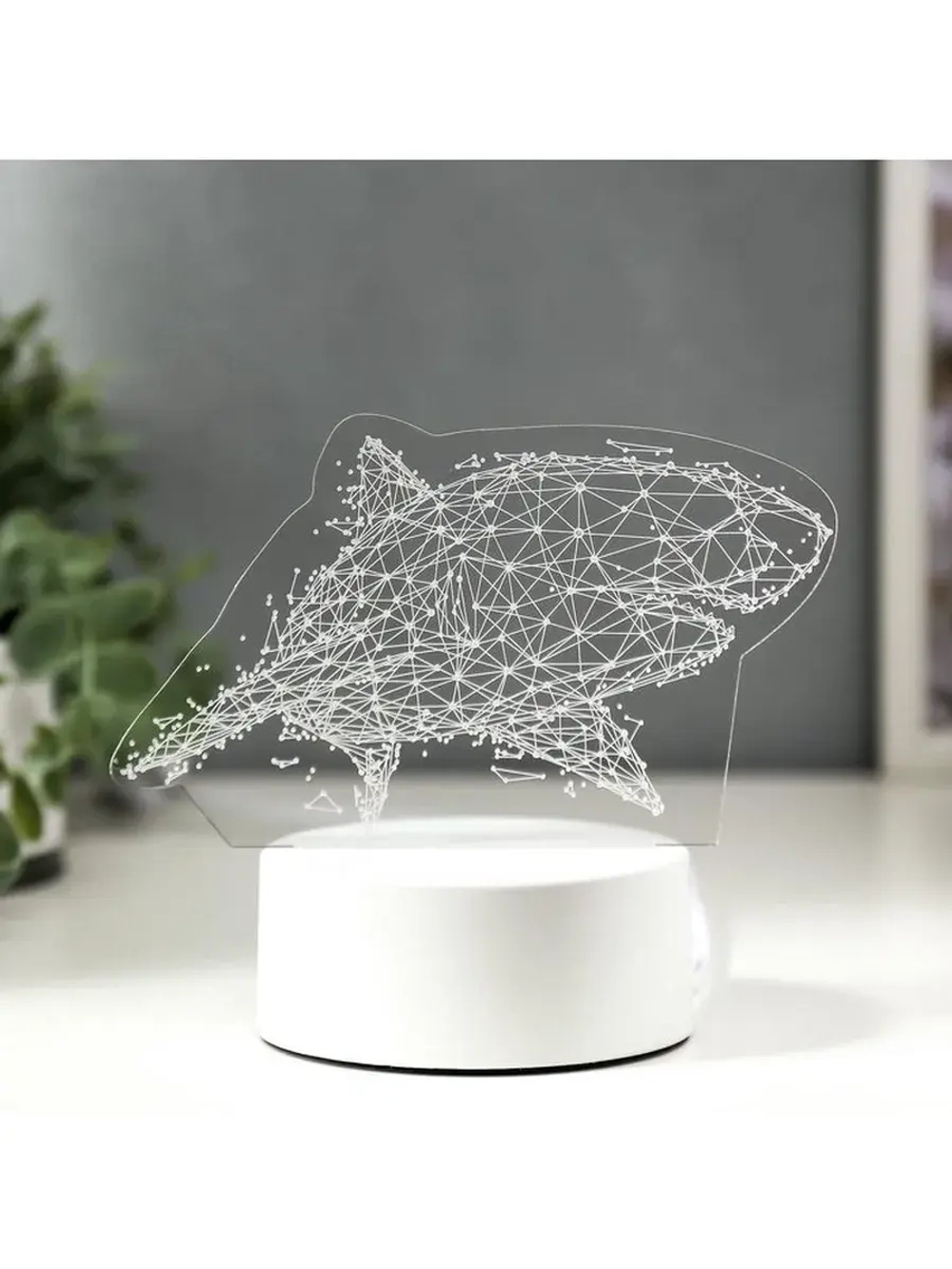Светильник 3D ночник RISALUX «Большая акула», LED RGB, от се