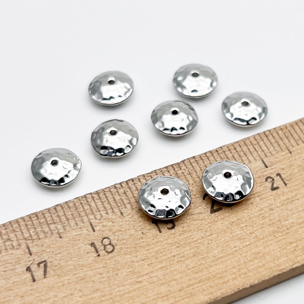 Бусина Рондель, цвет серебро (родий), размер 3,3*8,2 мм, цена за 1 шт