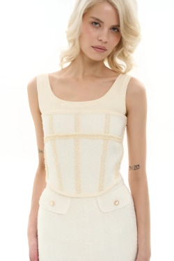 Юбка-миди с разрезом молочная