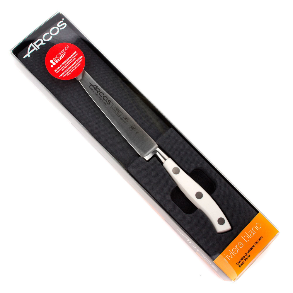 Нож кухонный для стейка 13см Arcos Riviera Blanca Испания упаковка