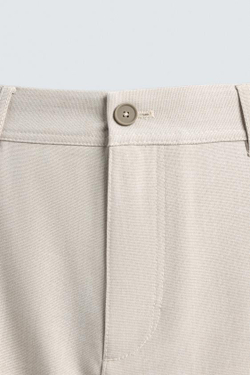 ZARA БРЮКИ ЧИНОС ИЗ КОМФОРТНОЙ РЕЛЬЕФНОЙ ТКАНИ, СВЕТЛО-БЕЖЕВЫЙ