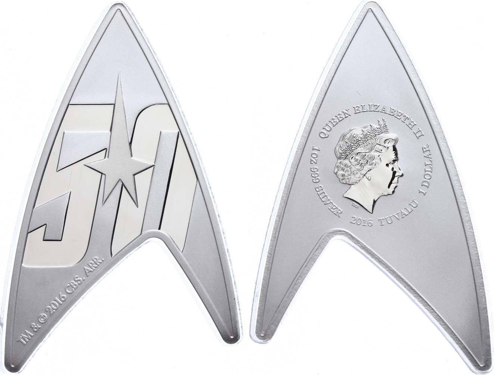1 доллар. Star Trek. Звёздный путь. Тувалу. Серебро. 2016 год
