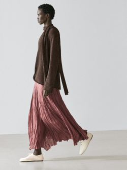 Massimo Dutti Струящаяся юбка-годе миди, бледно-розовый