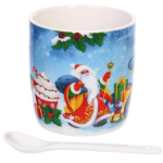 Кружка керамическая 200мл «Милый змей со Снегурочкой» с ложкой в подарочной коробке