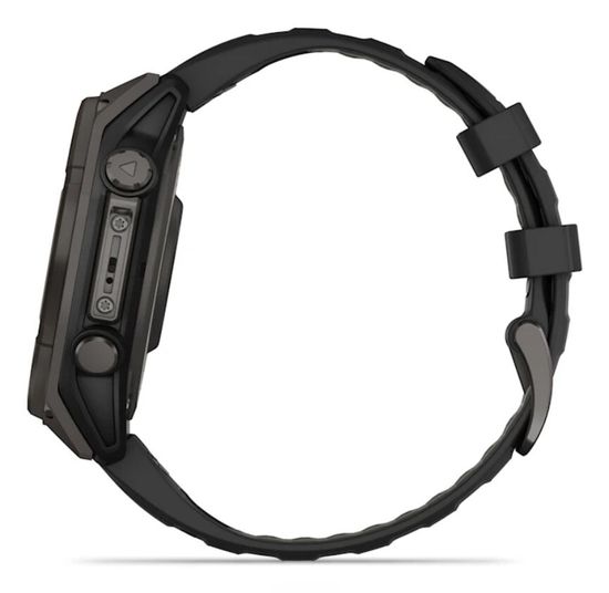 Умные часы Garmin Fenix 8, 47 мм, Solar, Sapphire Carbon Gray DLC Titanium with Black/Pebble Gray Silicone