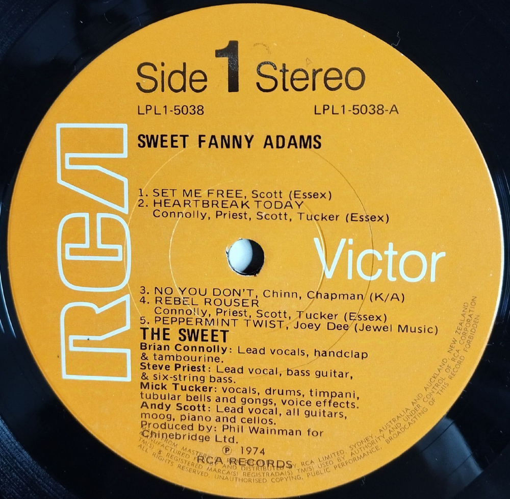 Винтажная виниловая пластинка LP The Sweet Fanny Adams (Австралия 1974)