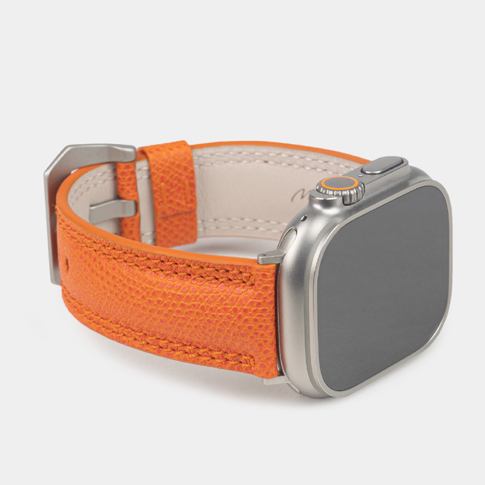 Ремешок Ultra iWatch 49mm из кожи Saffiano оранжевого цвета