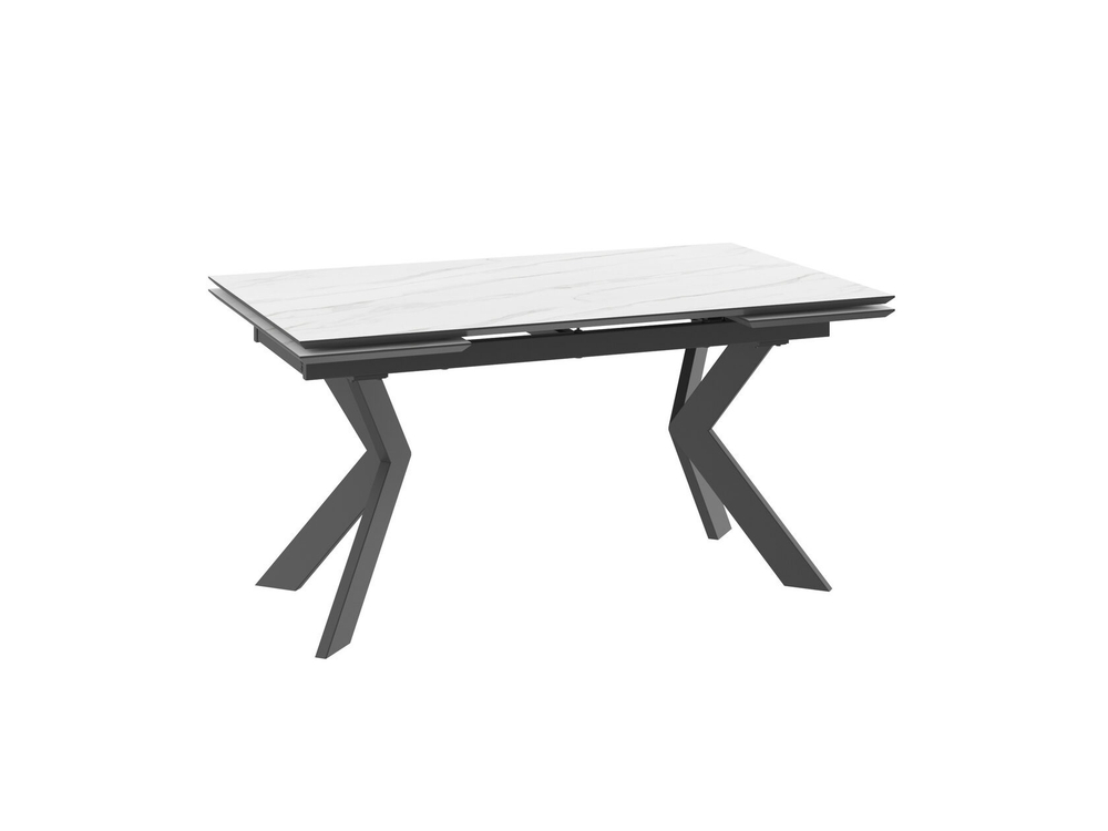 Стол VECTRA-150, раздвижной 150(40+40)x90, МРАМОР СВЕТЛЫЙ - COMPAKT CER/ЧЕРНЫЙ, (2 упак.)