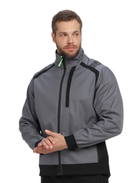 Куртка "ProfLine Leader" (серый/черный), тк.Софтшел