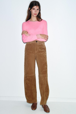 ZARA КОЖАНЫЕ ЛОФЕРЫ С ВЫСОКИМ РАНТОМ, КОРИЧНЕВЫЙ