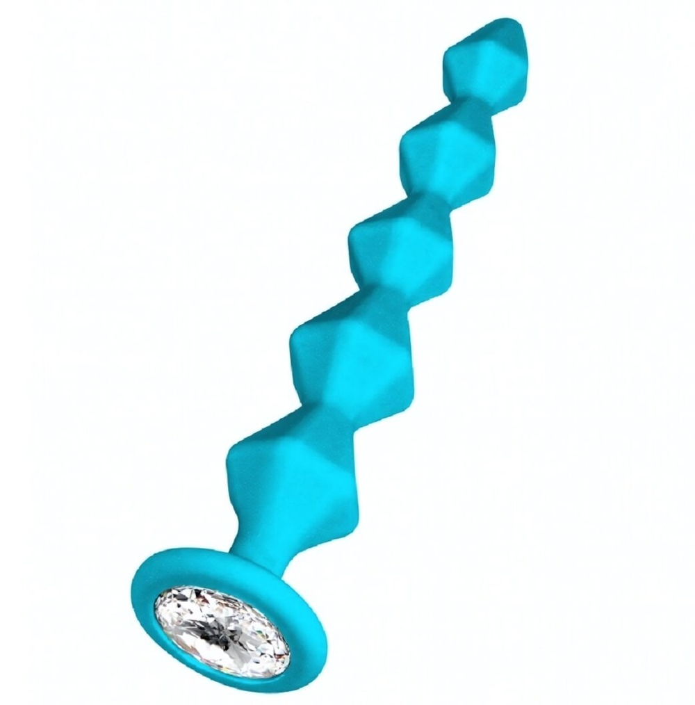 Анальная цепочка с кристаллом Baddy бирюзовый 17,7 см