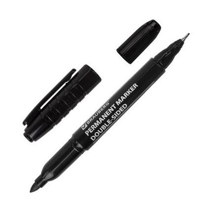 Маркер перманентный двухсторонний 0,8/3мм, Brauberg Double, черный