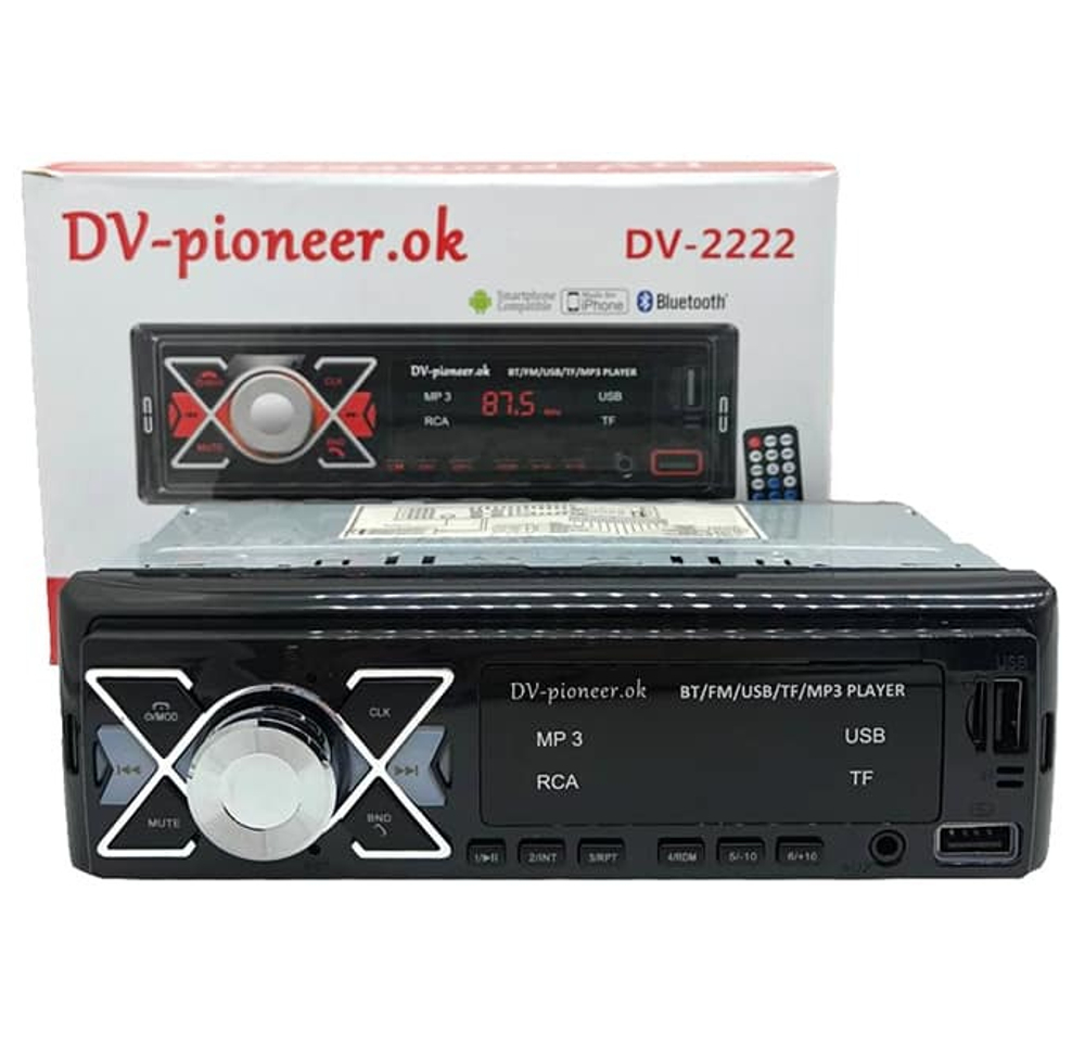 Автомагнитола DV-Pionir DV-2222, Bluetooth , usb, micro, aux, fm, пульт