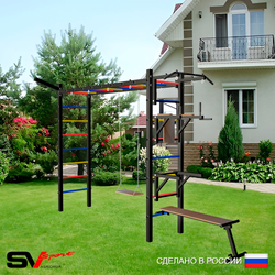 Уличная шведская стенка Sv Sport рукоход У5351 (Турник/Брусья/Стойка/Скамья/Деревянные/Кронш бокс)