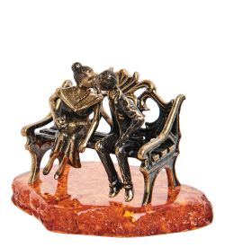 Народные промыслы AM-1156 Фигурка «Свидание» (латунь, янтарь)