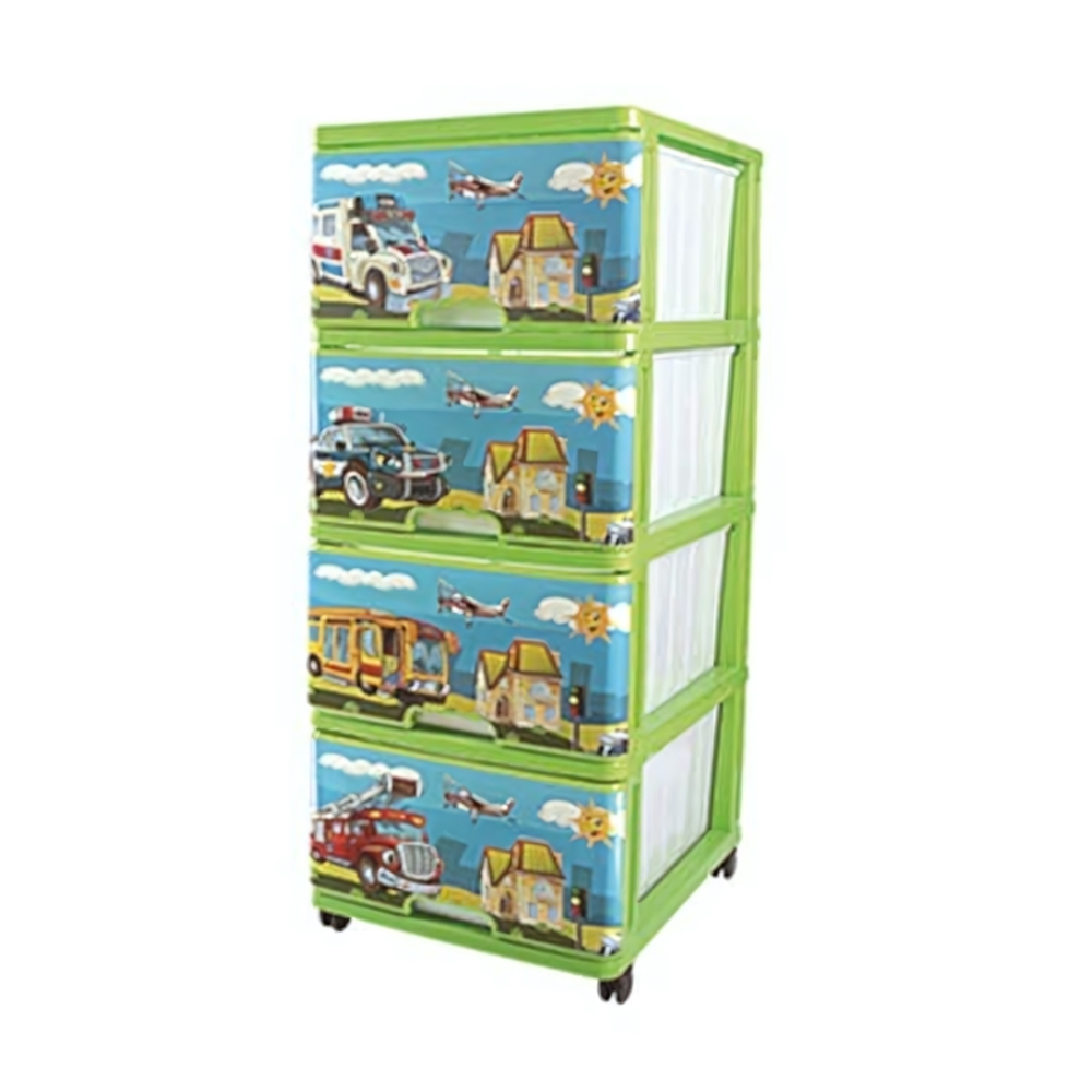 Комод 4 ящика с рис Виды Транспорта (пожарн., полиц.,спасат., автобус)