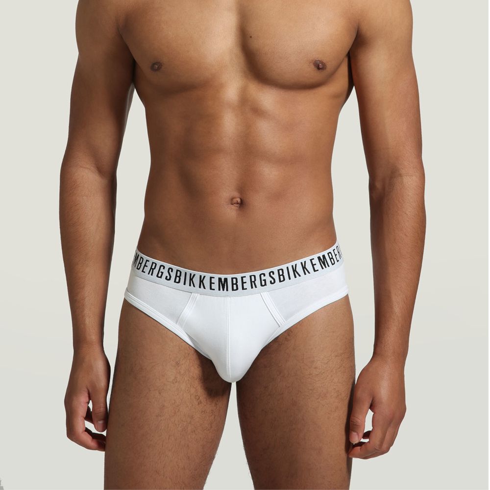 Мужские трусы брифы белые набор 2 в 1 Bikkembergs CLASSIC BKK1USP02BI