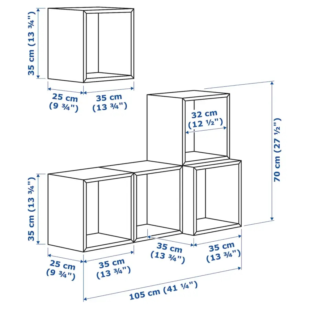 Комбинация навесных шкафов - IKEA EKET, 105x35x120 см, белый, ЭКЕТ ИКЕА
