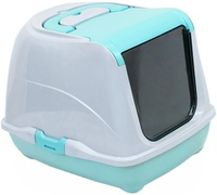 Homecat туалет для кошек закрытый с дверцей, бирюзово-серый, 50 х 38 х 37 см