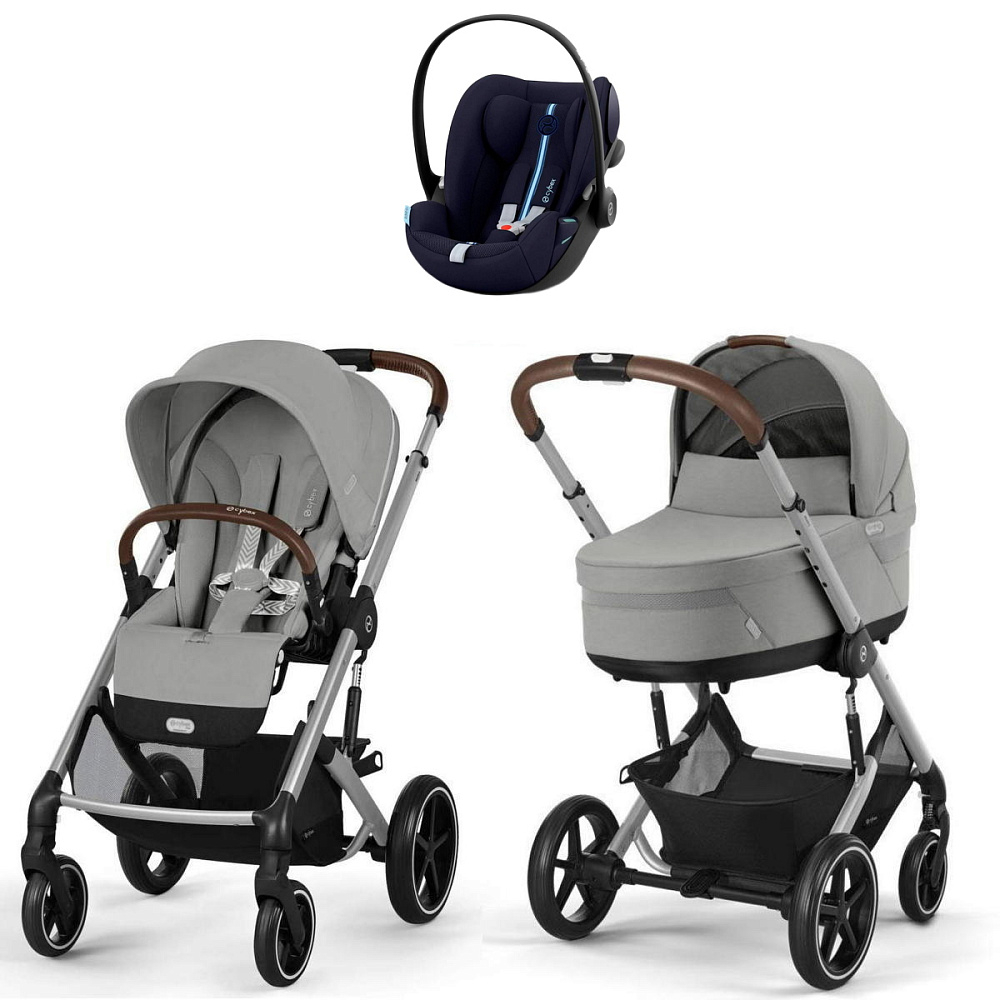 Коляска Cybex Balios S Lux SLV complete Cloud G Ocean Blue Plus Base G 4 в 1 Stone Grey с дождевиками