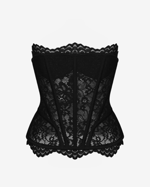 Удлиненный топ корсетного типа из кружева