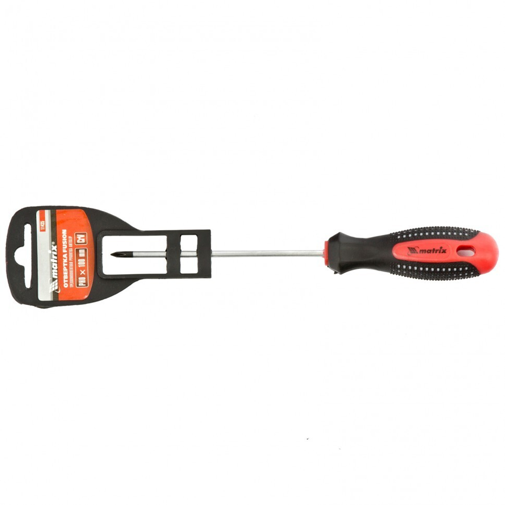 Отвертка Fusion, PH0 х 100 мм, CrV, трехкомпонентная рукоятка "Anti slip" Matrix