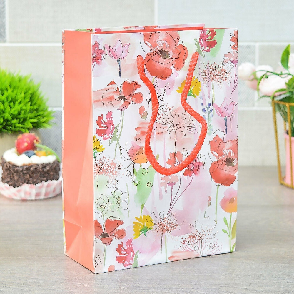 Пакет бумажный 14*20*7см с ручками микс MS626-630