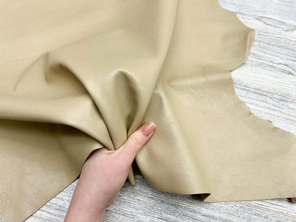 Poncho Lux Lino (1,3-1,5 мм), цв. Бежевый, натуральная кожа козы